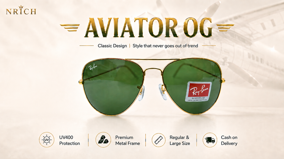 NRICH Aviator OG — Gold Frame Green Lens