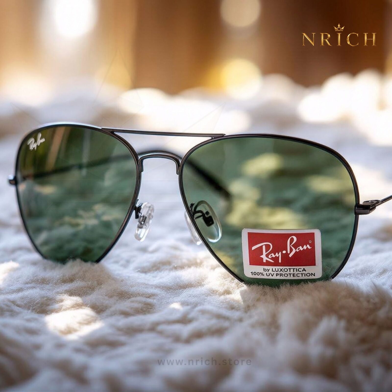 Aviator Black Frame Green Lens view 5