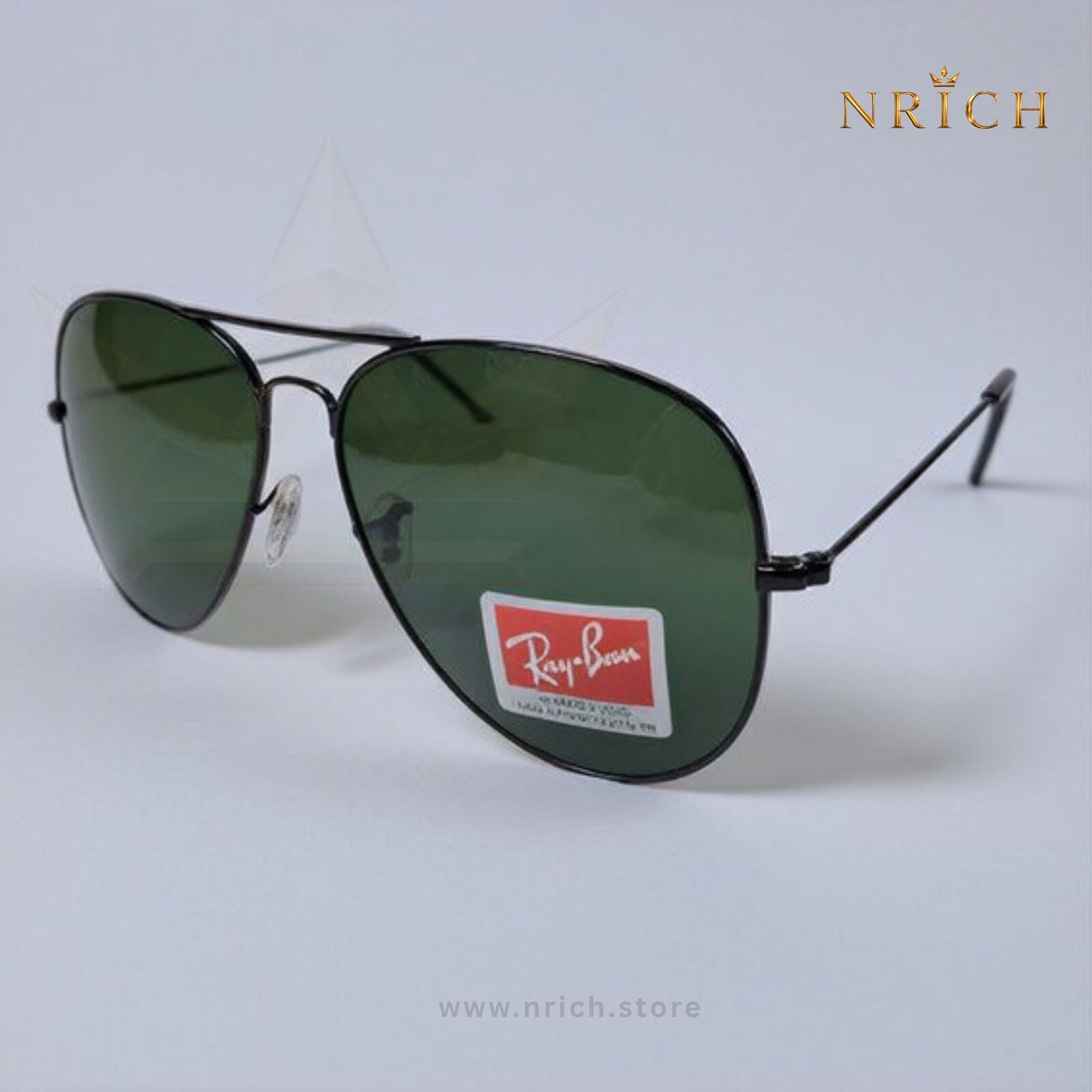 Aviator Black Frame Green Lens view 7