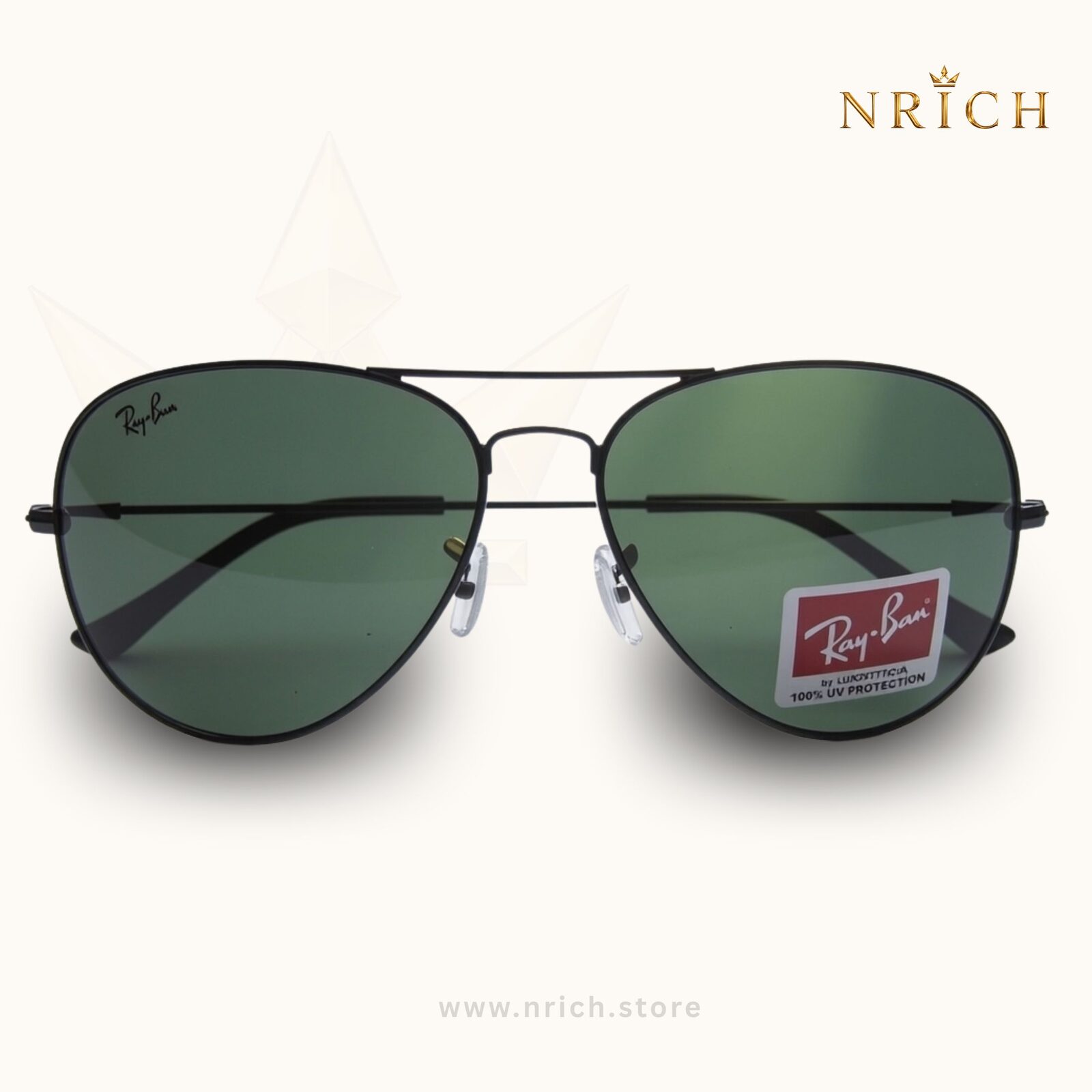 Aviator Black Frame Green Lens
