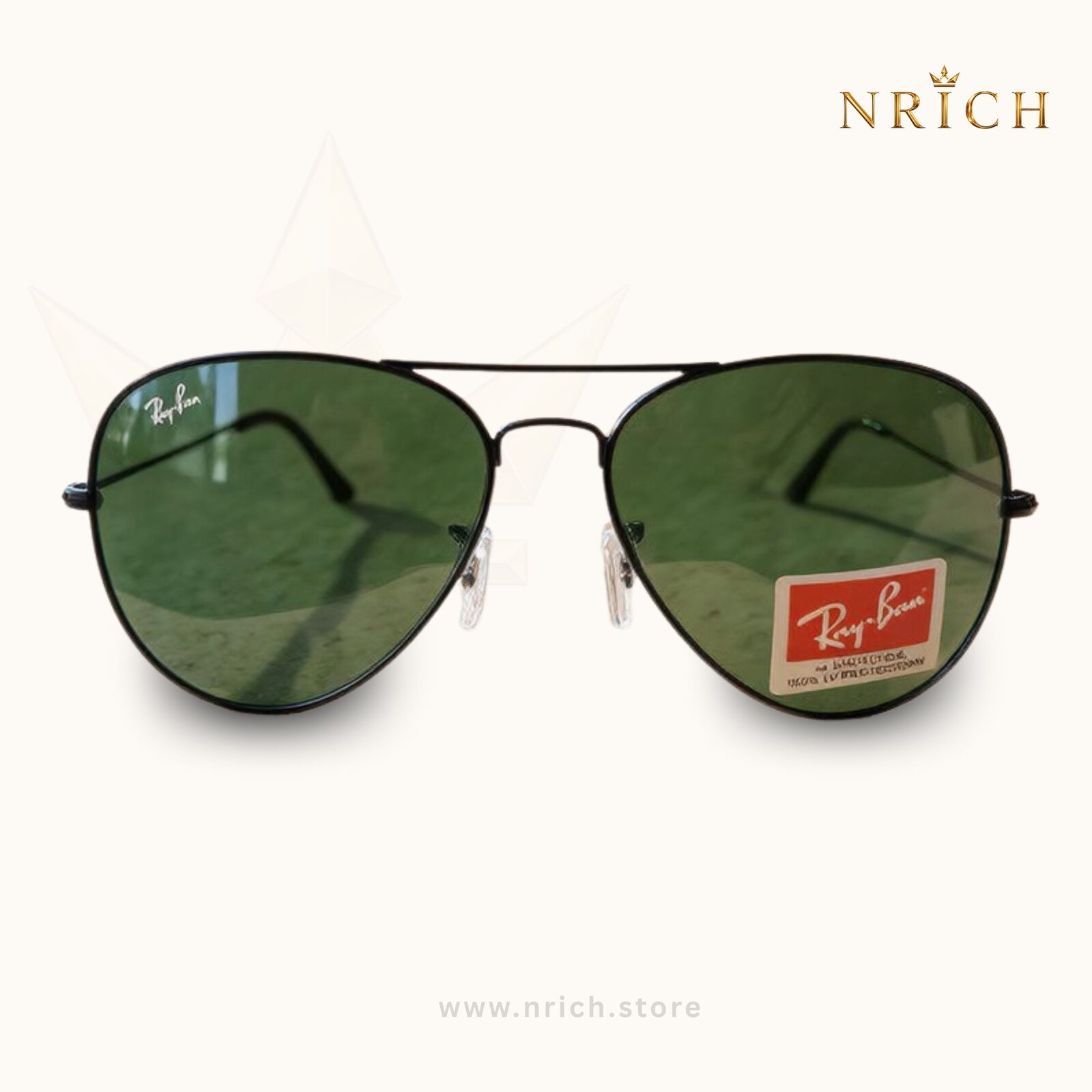 Aviator Black Frame Green Lens view 3