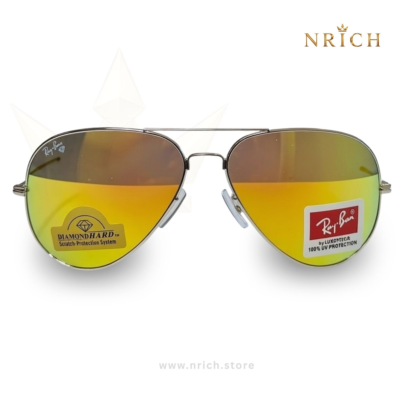 Aviator Olivia Citrus Diamond Hard Sunglasses — Silver Frame with Citrus Mirror Lens