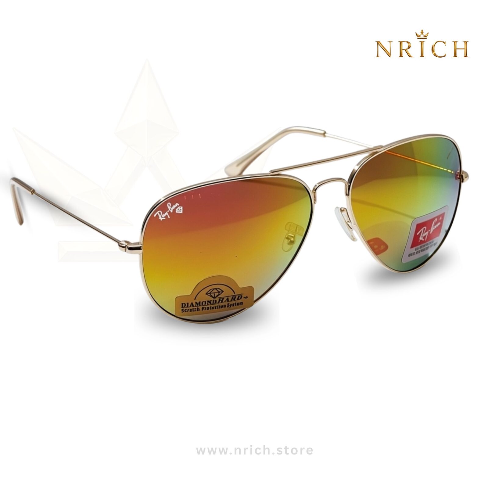 Aviator Olivia Citrus Diamond Hard Sunglasses — Silver Frame with Citrus Mirror Lens