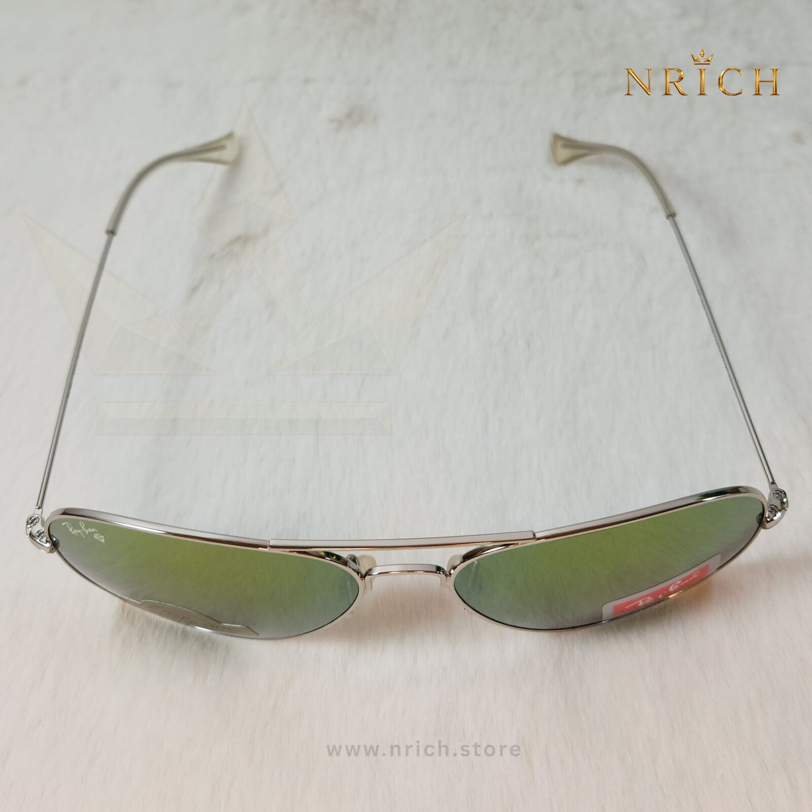 Aviator Olivia Citrus Diamond Hard Sunglasses — Silver Frame with Citrus Mirror Lens view 5